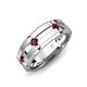 3 - Adam 7.50 mm Kite Set Evenly Spaced Princess Cut Rhodolite Garnet Mens Wedding band 