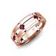 3 - Adam 7.50 mm Kite Set Evenly Spaced Princess Cut Rhodolite Garnet Mens Wedding band 