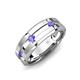 3 - Adam 7.50 mm Kite Set Evenly Spaced Princess Cut Tanzanite Mens Wedding band 