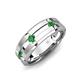 3 - Adam 7.50 mm Kite Set Evenly Spaced Princess Cut Green Garnet Mens Wedding band 