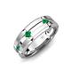 3 - Adam 7.50 mm Kite Set Evenly Spaced Princess Cut Emerald Mens Wedding band 