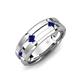 3 - Adam 7.50 mm Kite Set Evenly Spaced Princess Cut Blue Sapphire Mens Wedding band 