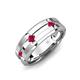 3 - Adam 7.50 mm Kite Set Evenly Spaced Princess Cut Ruby Mens Wedding band 