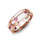 3 - Adam 7.50 mm Kite Set Evenly Spaced Princess Cut Pink Tourmaline Mens Wedding band 