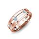 6 - Adam 7.50 mm Kite Set Evenly Spaced Princess Cut Aquamarine Mens Wedding band 