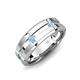 7 - Adam 7.50 mm Kite Set Evenly Spaced Princess Cut Aquamarine Mens Wedding band 