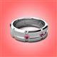 4 - Adam 7.50 mm Kite Set Evenly Spaced Princess Cut Pink Tourmaline Mens Wedding band 