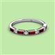 2 - Kelli 1.02 ctw Baguette Shape Red Garnet and Round Diamond Milgrain Wedding Band 