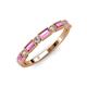 3 - Kelli 0.87 ctw Baguette Shape Pink Sapphire and Round Diamond Milgrain Wedding Band 