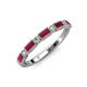 3 - Kelli 0.97 ctw Baguette Shape Ruby and Round Diamond Milgrain Wedding Band 