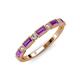 3 - Kelli 0.72 ctw Baguette Shape Amethyst and Round Diamond Milgrain Wedding Band 