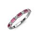 3 - Kelli 0.82 ctw Baguette Shape Pink Tourmaline and Round Diamond Milgrain Wedding Band 