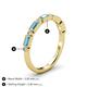 4 - Kelli 0.82 ctw Baguette Shape Blue Topaz and Round Diamond Milgrain Wedding Band 