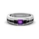 1 - Jayden 1.37 ctw Princess shape Amethyst accented Black Diamonds Men Wedding Band (5.20 mm) 