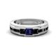 1 - Jayden 1.37 ctw Princess shape Blue Sapphire accented Black Diamonds Men Wedding Band (5.20 mm) 