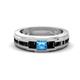 1 - Jayden 1.40 ctw Princess shape Blue Topaz accented Black Diamonds Men Wedding Band (5.20 mm) 