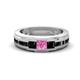 1 - Jayden 1.50 ctw Princess shape Pink Sapphire accented Black Diamonds Men Wedding Band (5.20 mm) 