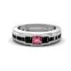 1 - Jayden 1.37 ctw Princess shape Pink Tourmaline accented Black Diamonds Men Wedding Band (5.20 mm) 