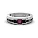 1 - Jayden 1.40 ctw Princess shape Rhodolite Garnet accented Black Diamonds Men Wedding Band (5.20 mm) 