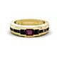 1 - Jayden 1.40 ctw Princess shape Rhodolite Garnet accented Black Diamonds Men Wedding Band (5.20 mm) 