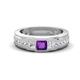 1 - Jayden 1.11 ctw Princess shape Amethyst accented Lab Grown Diamonds Men Wedding Band (5.20 mm) 