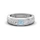 1 - Jayden 1.11 ctw Princess shape Aquamarine accented Lab Grown Diamonds Men Wedding Band (5.20 mm) 