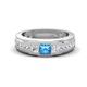 1 - Jayden 1.14 ctw Princess shape Blue Topaz accented Lab Grown Diamonds Men Wedding Band (5.20 mm) 