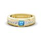 1 - Jayden 1.14 ctw Princess shape Blue Topaz accented Lab Grown Diamonds Men Wedding Band (5.20 mm) 