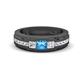 1 - Jayden 1.14 ctw Princess shape Blue Topaz accented Lab Grown Diamonds Men Wedding Band (5.20 mm) 