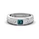 1 - Jayden 1.11 ctw Princess shape London Blue Topaz accented Lab Grown Diamonds Men Wedding Band (5.20 mm) 