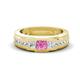 1 - Jayden 1.24 ctw Princess shape Pink Sapphire accented Lab Grown Diamonds Men Wedding Band (5.20 mm) 