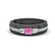 1 - Jayden 1.24 ctw Princess shape Pink Sapphire accented Lab Grown Diamonds Men Wedding Band (5.20 mm) 