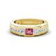 1 - Jayden 1.11 ctw Princess shape Pink Tourmaline accented Lab Grown Diamonds Men Wedding Band (5.20 mm) 