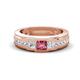 1 - Jayden 1.11 ctw Princess shape Pink Tourmaline accented Lab Grown Diamonds Men Wedding Band (5.20 mm) 