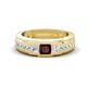 1 - Jayden 1.14 ctw Princess shape Red Garnet accented Lab Grown Diamonds Men Wedding Band (5.20 mm) 