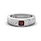 1 - Jayden 1.14 ctw Princess shape Red Garnet accented Lab Grown Diamonds Men Wedding Band (5.20 mm) 