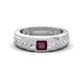 1 - Jayden 1.14 ctw Princess shape Rhodolite Garnet accented Lab Grown Diamonds Men Wedding Band (5.20 mm) 