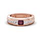 1 - Jayden 1.14 ctw Princess shape Rhodolite Garnet accented Lab Grown Diamonds Men Wedding Band (5.20 mm) 