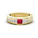 1 - Jayden 1.11 ctw Princess shape Ruby accented Lab Grown Diamonds Men Wedding Band (5.20 mm) 