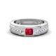 1 - Jayden 1.11 ctw Princess shape Ruby accented Lab Grown Diamonds Men Wedding Band (5.20 mm) 