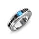 3 - Jayden 1.40 ctw Princess shape Blue Topaz accented Black Diamonds Men Wedding Band (5.20 mm) 