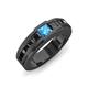 3 - Jayden 1.40 ctw Princess shape Blue Topaz accented Black Diamonds Men Wedding Band (5.20 mm) 