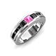 3 - Jayden 1.50 ctw Princess shape Pink Sapphire accented Black Diamonds Men Wedding Band (5.20 mm) 