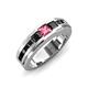 3 - Jayden 1.37 ctw Princess shape Pink Tourmaline accented Black Diamonds Men Wedding Band (5.20 mm) 