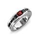 3 - Jayden 1.40 ctw Princess shape Red Garnet accented Black Diamonds Men Wedding Band (5.20 mm) 