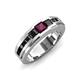 3 - Jayden 1.40 ctw Princess shape Rhodolite Garnet accented Black Diamonds Men Wedding Band (5.20 mm) 