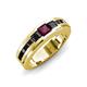 3 - Jayden 1.40 ctw Princess shape Rhodolite Garnet accented Black Diamonds Men Wedding Band (5.20 mm) 