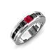 3 - Jayden 1.37 ctw Princess shape Ruby accented Black Diamonds Men Wedding Band (5.20 mm) 