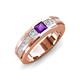 3 - Jayden 1.11 ctw Princess shape Amethyst accented Lab Grown Diamonds Men Wedding Band (5.20 mm) 