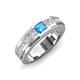 3 - Jayden 1.14 ctw Princess shape Blue Topaz accented Lab Grown Diamonds Men Wedding Band (5.20 mm) 